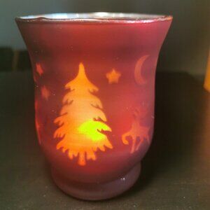 Giftcraft Christmas Theme Red Candle Holder